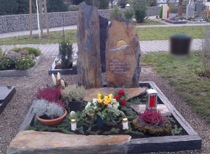 Doppelgrab Schieferstelen Sonne&Spruch